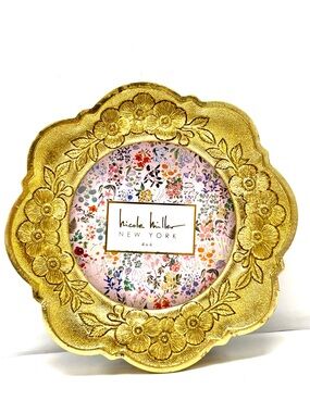 Vintage Style Gilded Picture Frame 4 x 4 Round Nicole Miller NYC Home F441001